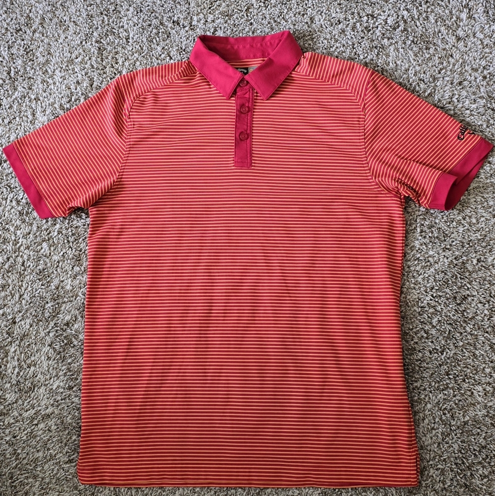 Callaway Opti-Dri Men's Large Orange and Pink Golf Polo